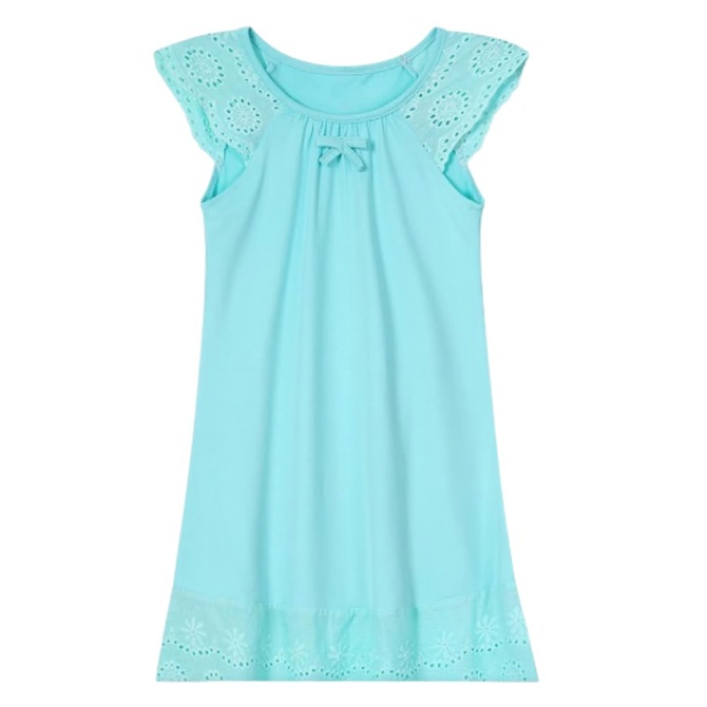 Nightgown Light Aqua Eyelet Trimmed and Sleeves NEW